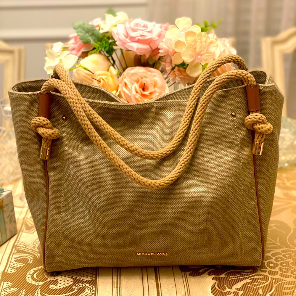 Michael Kors coated canvas and linen tote